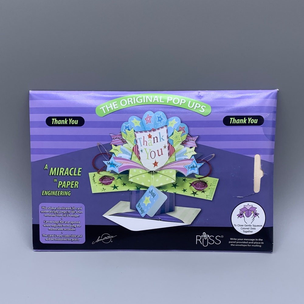 The Original Pop Ups Thank YouCard by Russ Paper Engineering NIP Card #POP017